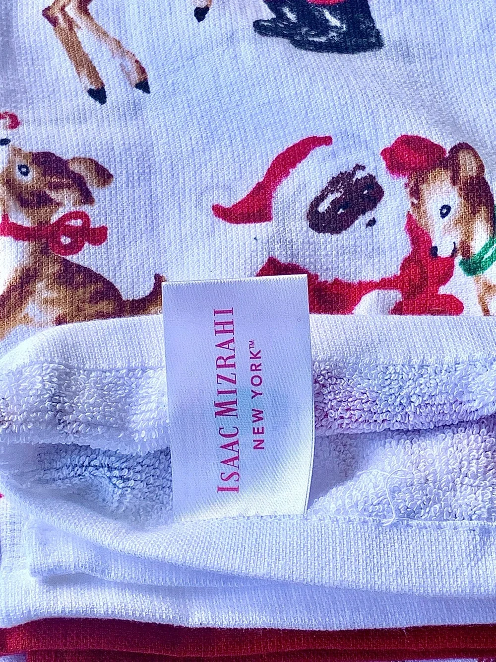 ISAAC MIZRAHI NEW YORK SANTA Red & White Holiday Kitchen Towel Set OF 4   NEW